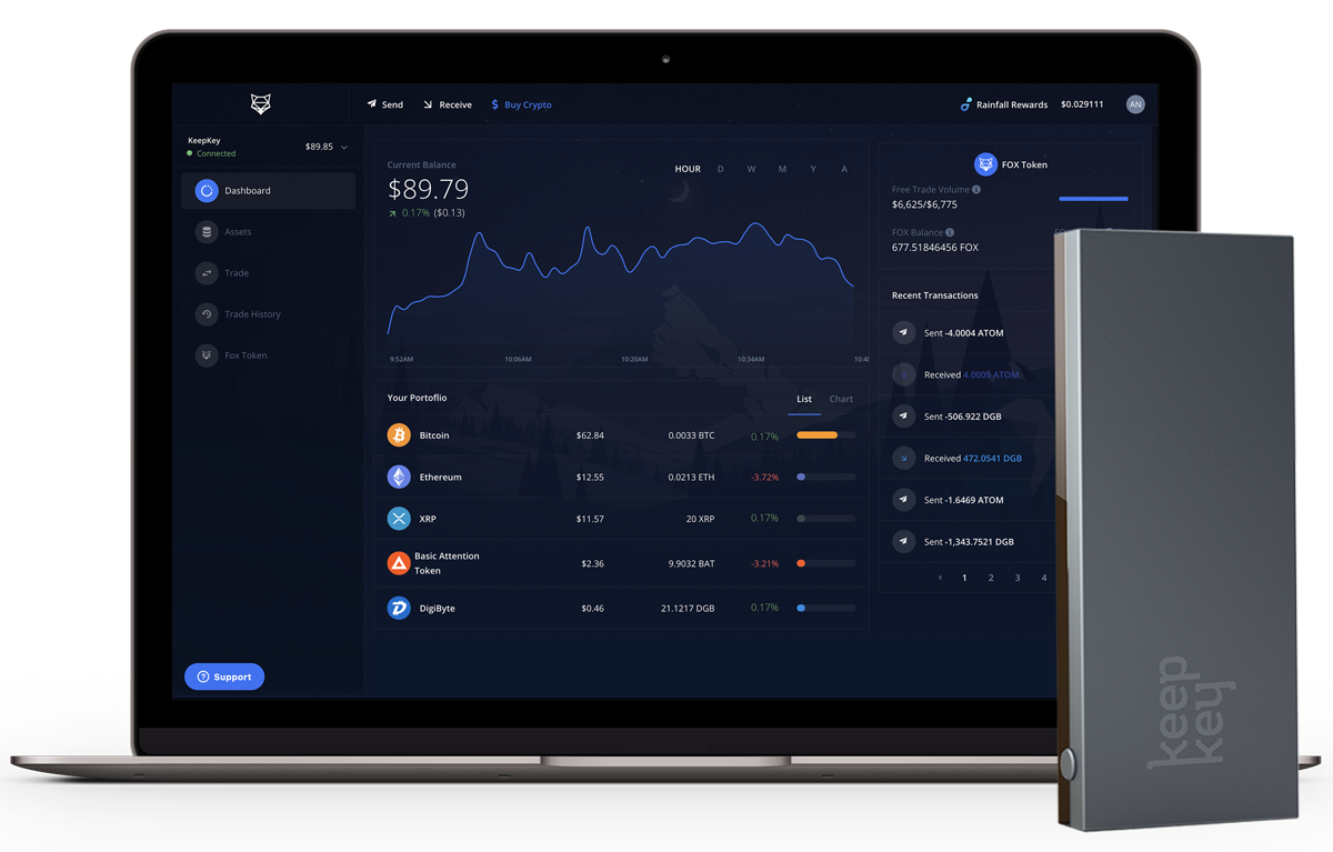 ShapeShift app running with a KeepKey hardware wallet